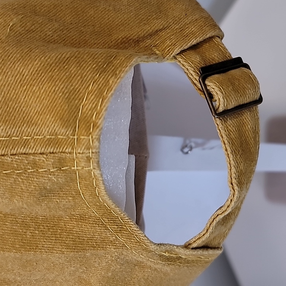Distressed Unisex Dark Yellow Baseball Cap - Picture 3 of 7